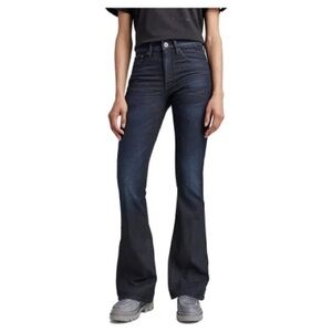 G-Star Raw 3301 Bell Cut Flare Dark Wash Denim Jeans Womens Size